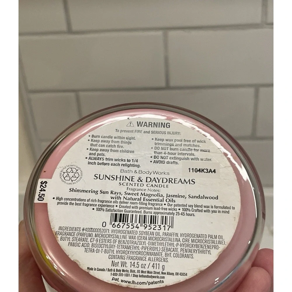 Bath & Body Works Sunshine &‎ Daydreams Scented Candle 3 Wick 14.5 oz Oils New